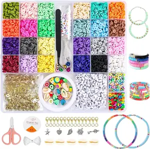 6500Pcs Clay Beads Bracelet Kit – 24 Colors Heishi Beads, Smiley & Letter Beads for DIY Jewelry Making