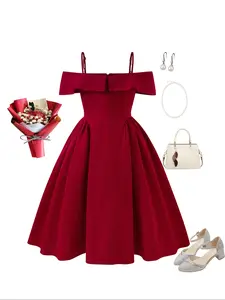 Girls Christmas Halter Dress with Ruffle Details, Frilled Dress, Elegant Fitted Design, Comfortable Fashion, Perfect for Festive Occasions