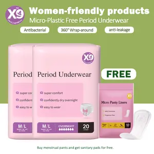 X9 Disposable Menstrual Pants for Women - 2 Bags (20 Count, ML), 8HR Odor Control, High Absorbency, Leakproof for All Flows, Unscented, Clinically Tested Safe, No Petroleum-Based Microplastics/Chlorine, All Skin Types