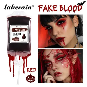 Lakerain Waterproof Fake Blood - Gel Texture Liquid Fake Blood / Artificial Blood Bag, Longlasting& Smude-proof, Gentle Formula, Hyper Realistic Fake Plasma for Halloween / Horror Cosplay / Escape Room Roleplay, Cosmetics