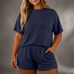 Plus Size Two Piece Sets for Women – Short Sleeve Button Down Shirt & High Waisted Shorts, Soft Pajama Lounge Set, Casual Matching Outfit (1X-5X)