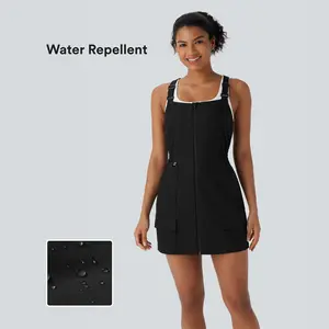 Halara Water Repellent Wear-Resistant Adjustable Strap Crisscross Zipper Multiple Pockets Mini Hiking Cargo Dress