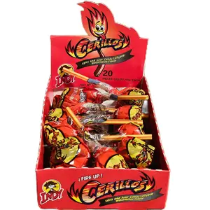 Cerillos-Spicy and Sour Watermelon Chamoy Soft Chew Lollipops 20cnt