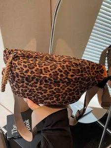 Women's Large Capacity Suede Leather Bag, New Autumn Winter Casual Unique Design Crossbody Leopard Print Chest Bag Waist Bag Belt Bag