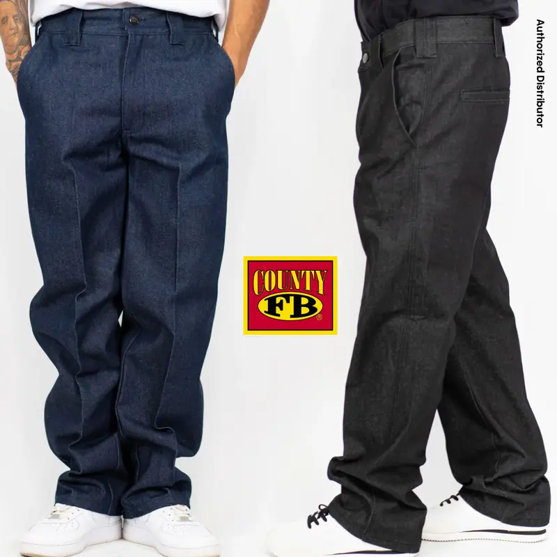 FB COUNTY Men's OG Hard Denim Pants FBCOUNTY Oversized Fit Jean Work Wear Casual Hip Hop Jeans Harem Chicano Fashion LA Streetwear (30" to 44")