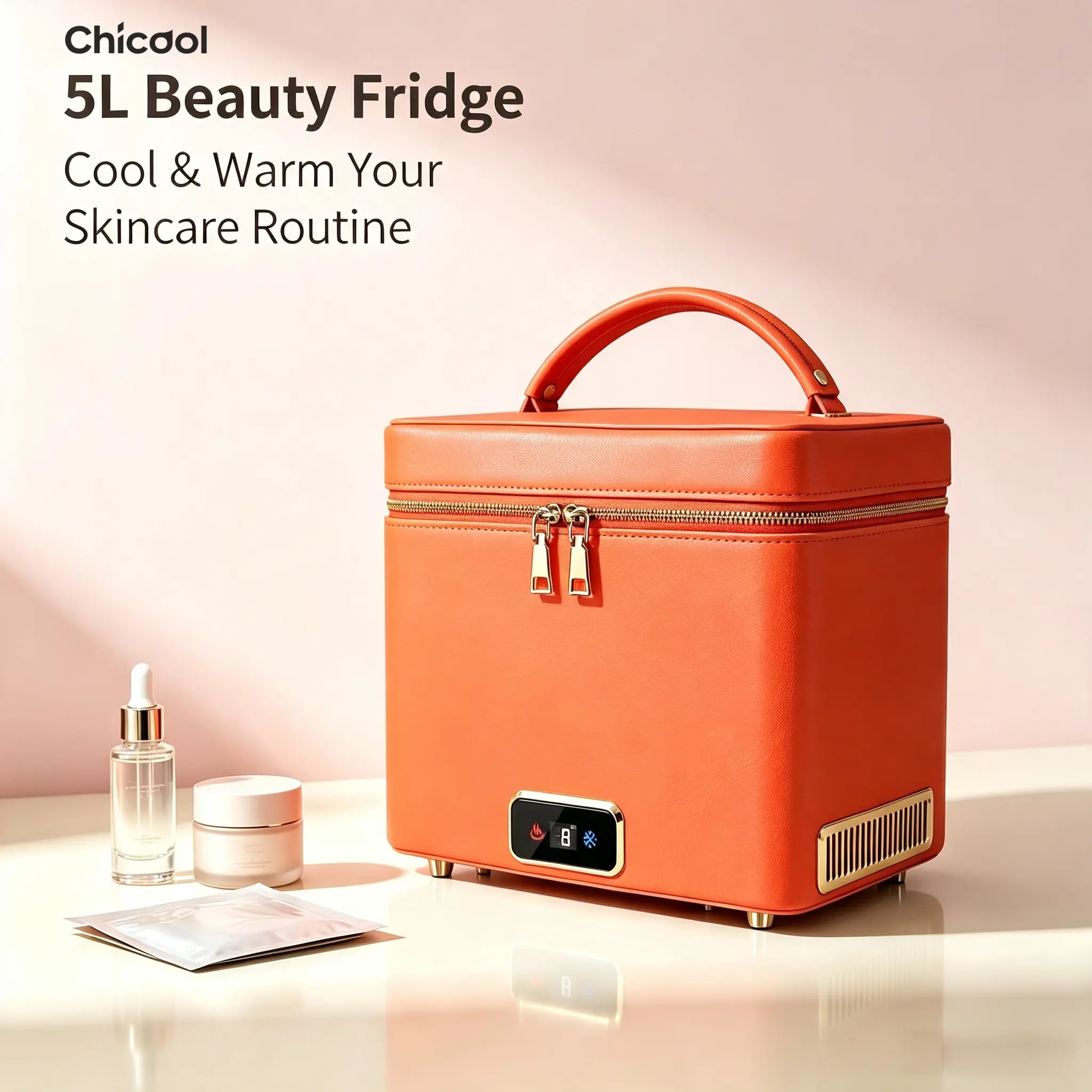 CHICOOL 5L Portable Beauty Fridge for Skincare, Cooling & Warming Storage, 110V/12V for Home, Car & Travel