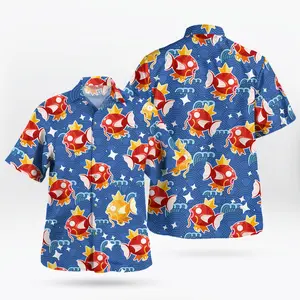 2026 Trendy Tropical Golden Royal Carp PKM Hawaiian Shirt & Shorts Set - Fresh Summer Aloha Beachwear, Youthful Bold Shiny Graphic Button Down, Relaxed Vacation Outfit, Breathable Holiday Set, Perfect Unique Gift Idea for Water Creature Lovers