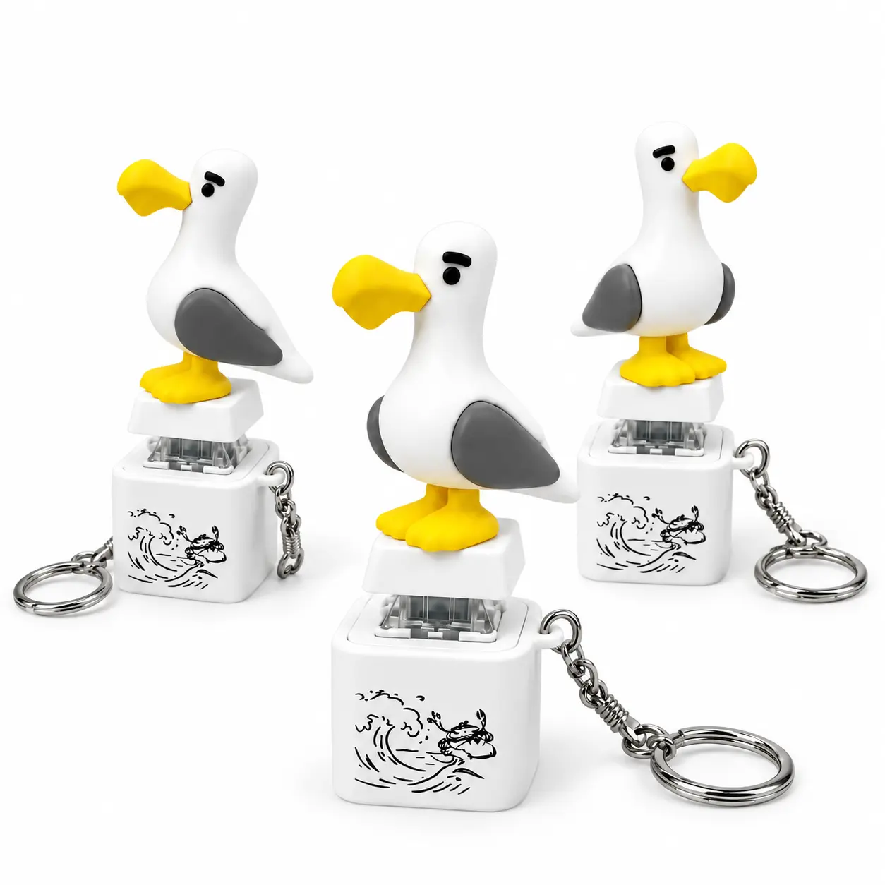 Rechargeable Sound-Light Seagull "Mine" Meme Fidget Keychain - Stress Reliever, Cute Collectibles, Gull Figure Birds Charm, Recharge & Go Portable Backpack Clip, Student Classroom Fashion Accessory Gift