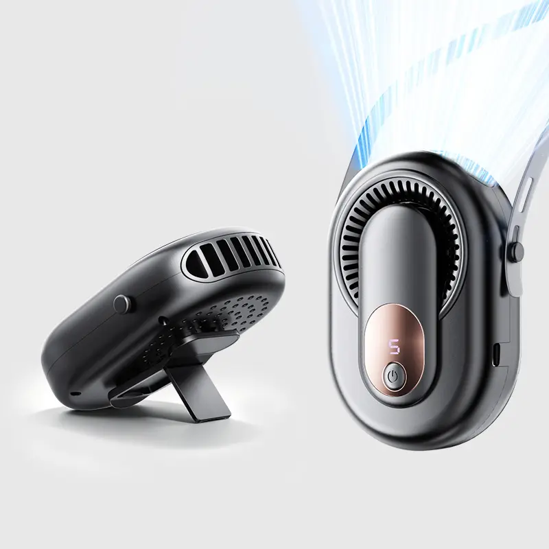 HOOYS Portable Leafless Fan, 5 Speed Mini Waist Fan, USB Rechargeable, Quiet Cooling for Travel, Outdoor & Commute, Phone Cooler Wearable Fan