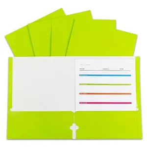 C-Line Products  2 Pocket Laminatd Paper Portfolios, Green - Box of 25