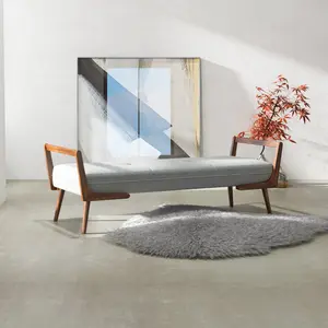 Modern Cora Mid Century Modern Gray Bench 20.5" H x 51.4" W x 19.3" D for Entryway, Living Room, Hallway On-Site   RR