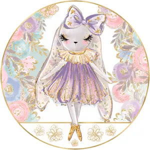 Wreath Sign, Ballerina Bunny, Round Easter Sign, Glam Easter Sign, DECOE-516-A, Sign For Wreath, DecoExchange