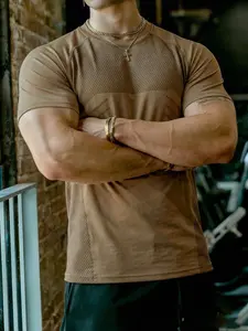 New Men's Fitness Top, Sporty T-Shirt, Tight Fit, High Elasticity, Training Gear, Short Sleeve, Cycling Wear, Men's Workout Clothes