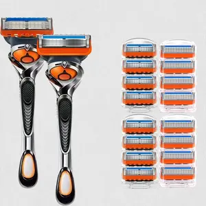 Men's Shaving Razor Set, Safety Razors, 1 Blade Holder & 12/24/36/48 Refills, 5 Layer Progressive Blades, Precision Cutting, Waterproof Rustproof