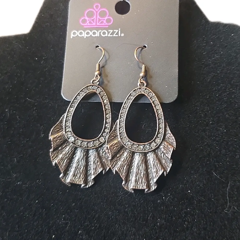 Paparazzi Crimped Coworker Copper Earrings