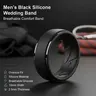 Men's Black Oversize Hypoallergenic Silicone Wedding Bands - Finger Jewelry, Size 7-16, 10mm Wide, 2.5mm Thick, Step Edge, Breathable Grooves, Flexible, Sports Use, Adult Accessories, Anniversary Gifts, Costume Jewelry Ring