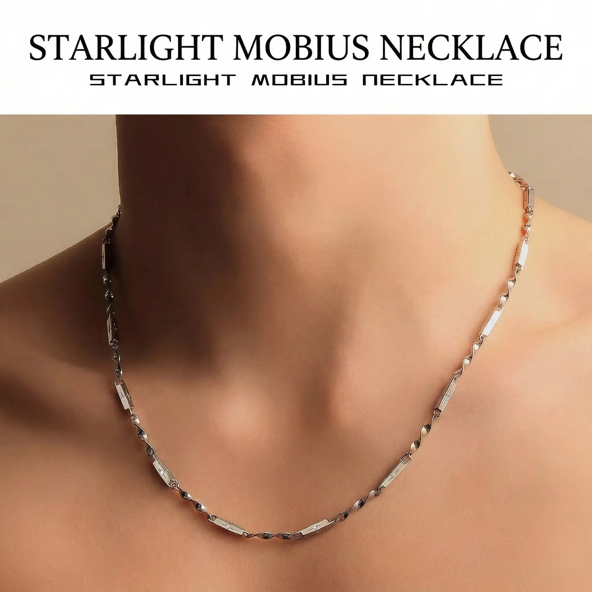 Mobius Necklace for Men, Trendy Brand, Versatile Titanium Steel Chain, Non-Fading Decorative Hip-Hop Clavicle Chain men's jewelry y2k accessories autumn rapper chain trendy charm elegant charm