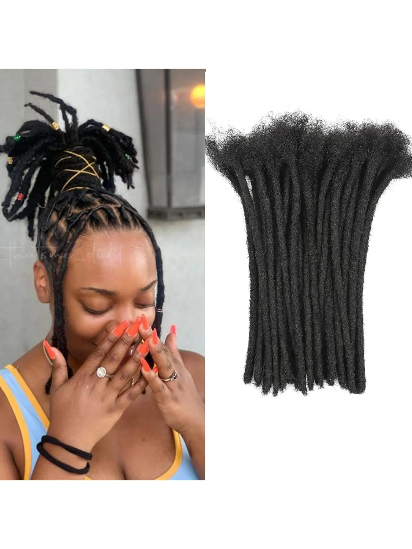 Dreadlock Extensions Human Hair 10 Strands Width 100% Full Handmade Permanent Dreadlock Extension Human Hair For Women/Men Can Be Dyed Bleached Curled ( Natual Black) Box Braids Box Braided Wigs
