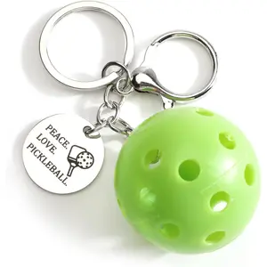 Pickleball Keychain,Pickleball Accessory with 3D Ball,Sport Gift for Women Men Players Friends Birthday Christmas