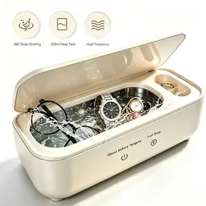 Professional Ultrasonic Cleaner: 360° Deep Cleaning for Jewelry, Glasses, Dentures & Coins. Compact Sonic Jewelry Cleaner for Rings, Silver & Gold - High Frequency Cleaning Technology