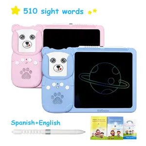 KidGenius LCD Writing Tablet - 3-in-1 Design with Quick Erase Button, Bilingual Learning & Vocabulary Flash Cards, Portable Drawing Pad for Home Tutoring & Autism Therapy - Ideal Holiday Gift