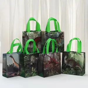 Dinosaur Tote Bag Set, 18pcs Non-Woven Fabric Party Favor Bags, Birthday Favors, Reusable & Foldable Design, Perfect for Kids' Birthday Events, Birthday Gift Accessories