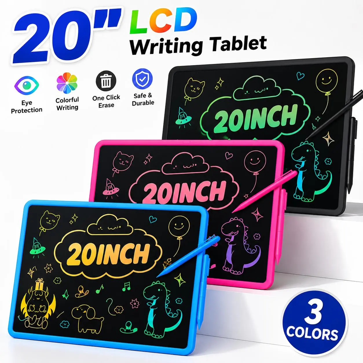 20 Inch Quiet Time Drawing Board Rechargeable Drawing Board Educational Fun Toy for 3-8 Year Old Boys Girls Birthday Gifts Digital Art Graphics Tablet
