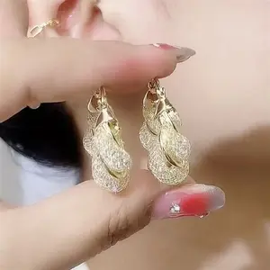 LisiZen Zircon Mesh Hoop Earrings for Women, 2025 Trend Jewelry, Luxury Chic Lightweight Elegant Statement Design DZEH1853