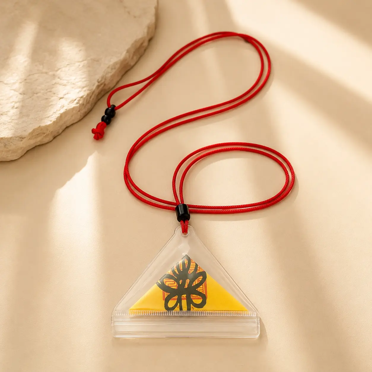 Wudang-Inspired Religious Unisex Triangle Talisman Necklace, Inspirational Blessed Amulet Pendant for Health, Good Luck, Daily Carry Spiritual Gift