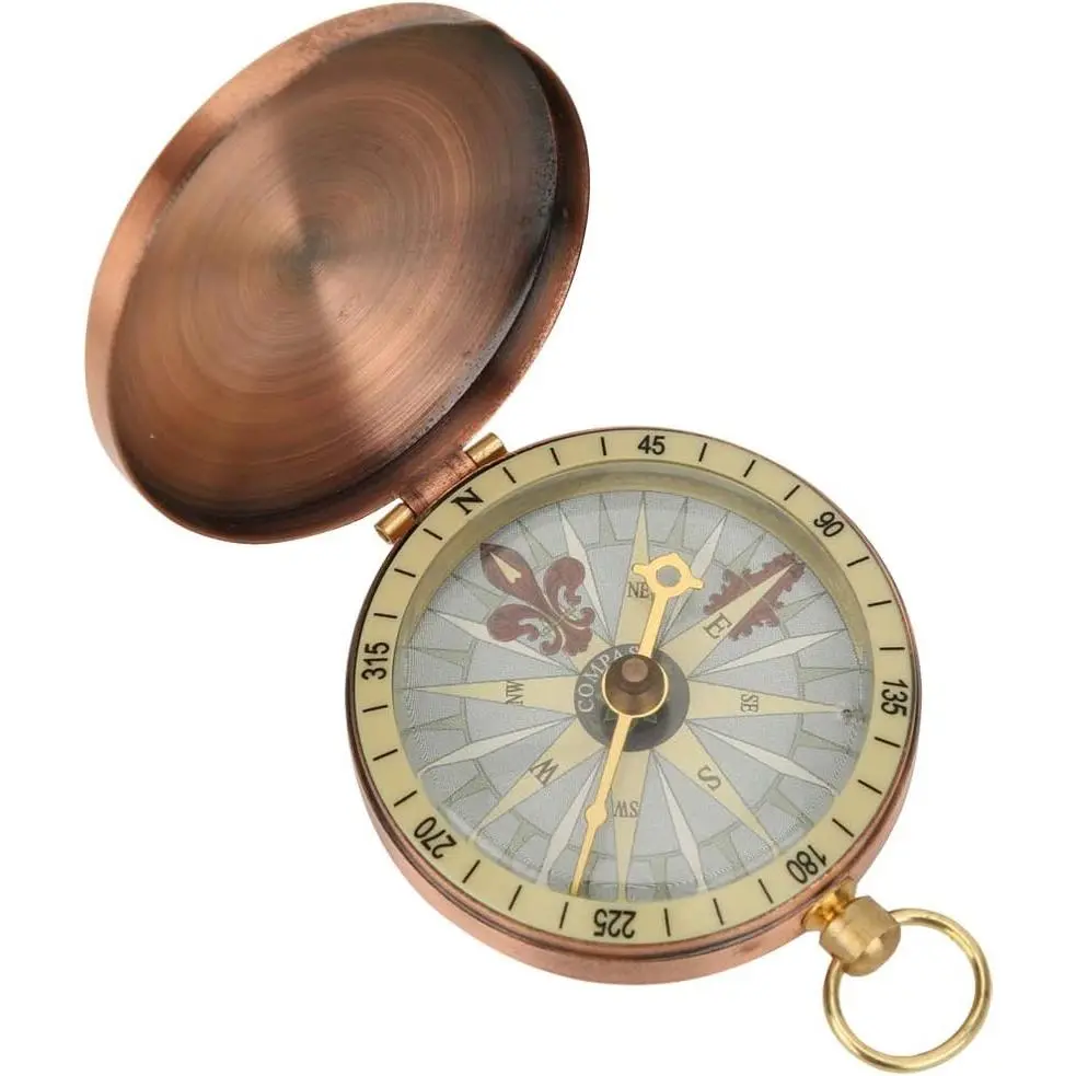 Vintage Metal Pocket Compass - Military-Inspired Antique Retro Navigation Tool, Portable Survival Equipment, Camping Supplies, Hiking Accessories for Precise Outdoor Use