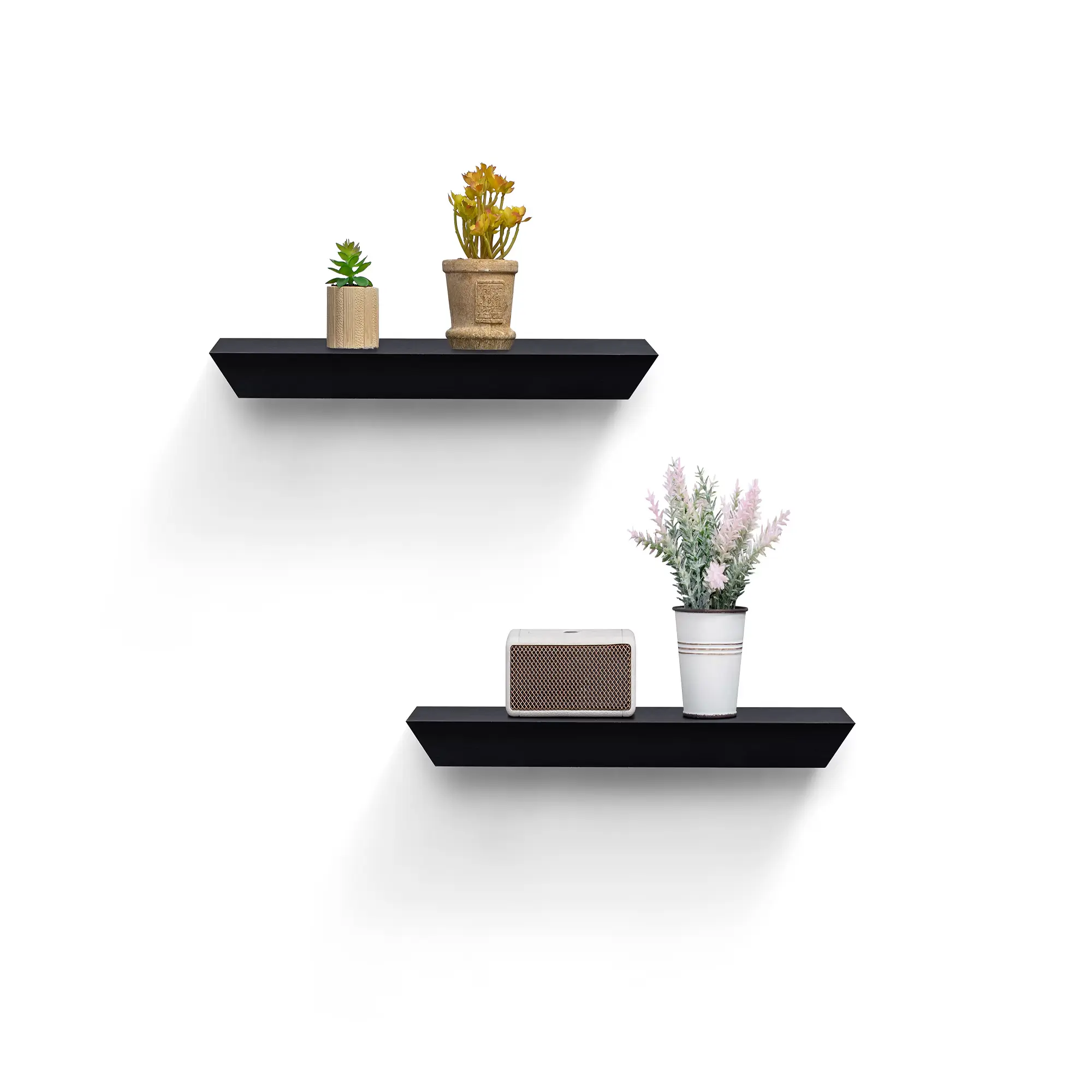 2-Piece Floating Wall Shelves, 18.11" Wood Wall Mounted Shelves with Invisible Brackets, Hanging Storage & Display Shelves for Bedroom Living Room
