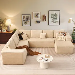 ALTRIGUS Modular Sectional Cloud Couch Luxury Corduroy Sofa with Chaise Lounge Free Combination Sleeper No Assembly Required Big Comfy Set