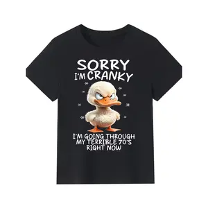 Vintage 70s Duck Graphic T-Shirt | Unisex "Sorry I'm Grumpy" Retro Black & White Print, Soft Stretchy Crew Neck, S-XXXXXL Casual Fashion Tee