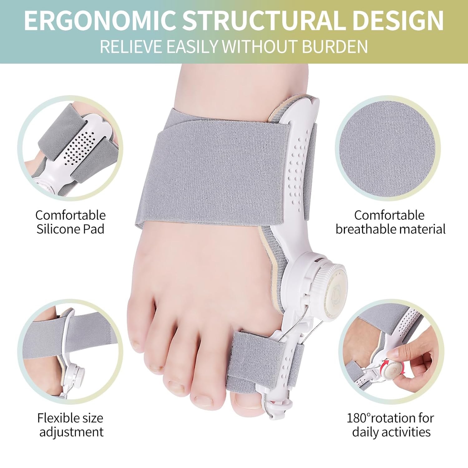 Unisex Bunion Corrector: Adjustable Big Toe Relief Splint and Hammer Toe Corrector—Comfortable, Effective, and Dual-Action.