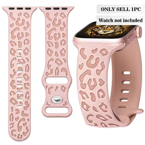 Carved Leopard Print Soft Silicone Band Smart Watch Strap for Apple Watch 40mm-49mm, Compatible with Iwatch Series 10-1 Se & Ultra, Smart Watch Accessories