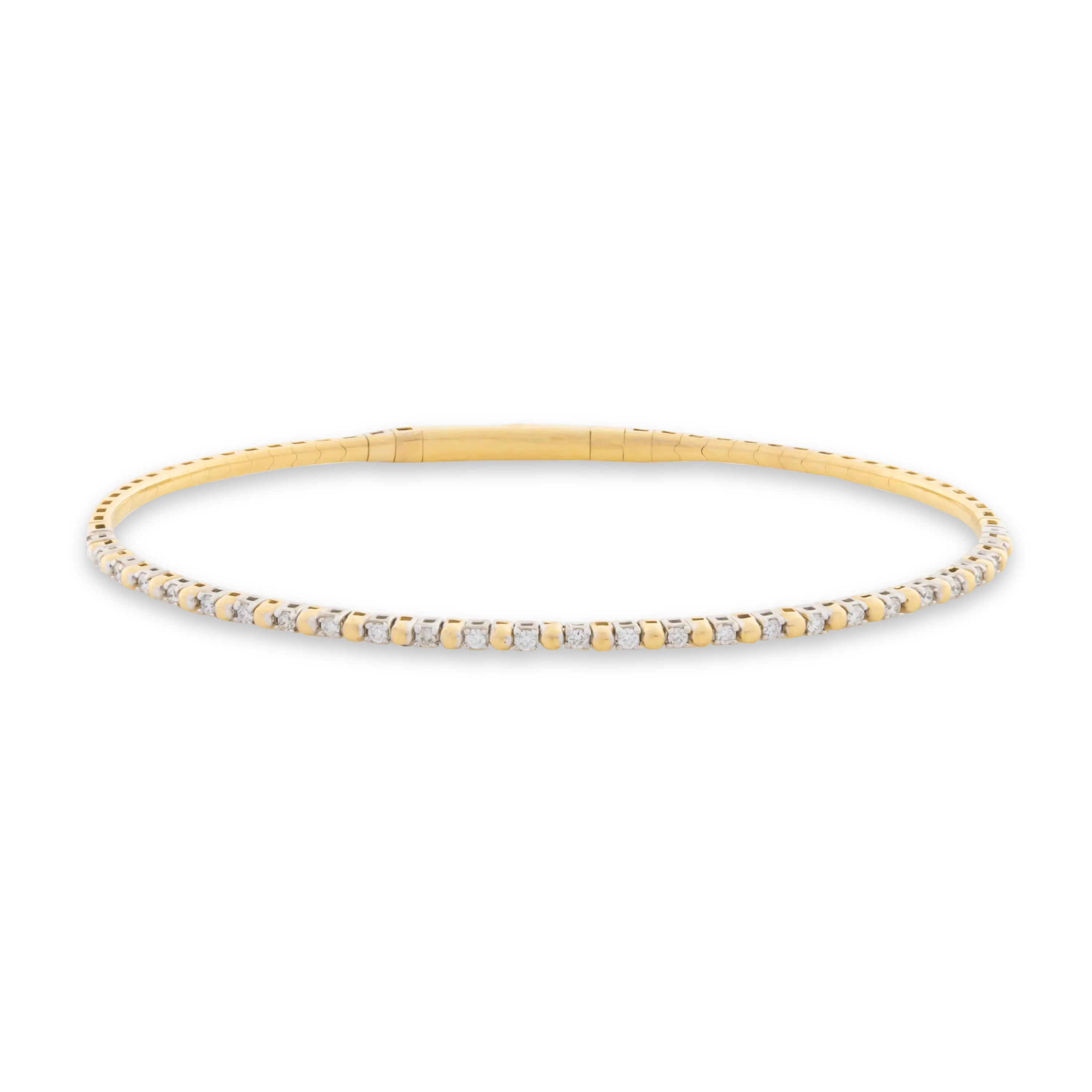 14k Solid Gold Diamond Line Flex Bangle