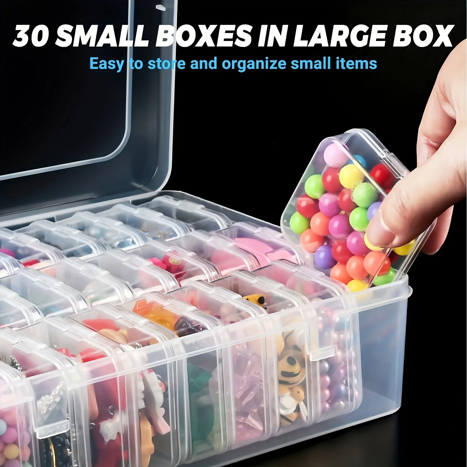 30-Piece Clear Plastic Storage Box Set - Ultra-Visible, Stackable & Space-Saving Solution for Hair Accessories, Jewelry, DIY Rice Beads, Hardware & Craft Supplies - Versatile, Lightweight Organizer Cases Organization, Storage & Transport
