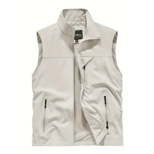 Men's Lightweight Nylon Sleeveless Vest - Casual Summer Outdoor Jacket with Zippered Pockets, Stand Collar & Mesh Lining for Breathability, Casual Layering Piece|   Zippered Vest|   Nylon Fabric Vest