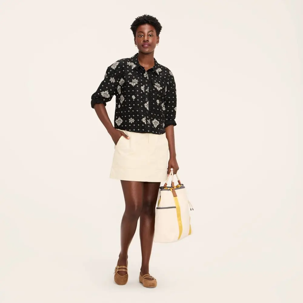 Women's Bandana Print Button-Down Long Sleeve Collared Utility Shirt - Woolrich