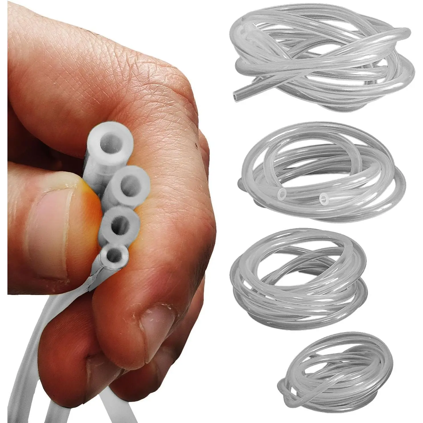4 Sizes Assoreted  Line Hose Replacement Tubing for Two Stroke 2 Cycle Small Enginge Power Tools, Petrol Gas Pipe for Lawn Mower String Trimmer Chainsaw Leaf Blower, Fit  Brands (Clear)