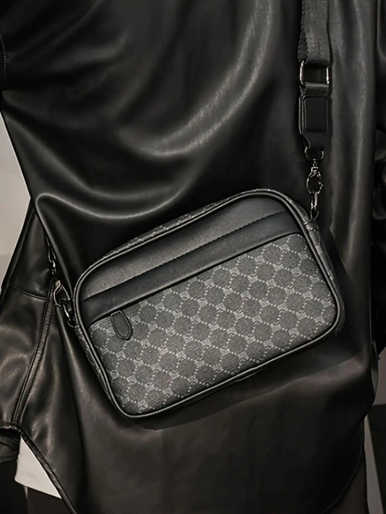Men's Business Fashion Zipper Crossbody Bag, Casual Pu Leather Square Crossbody Bag for Daily Used, Trendy Versatile High-quality Daily Commuting Bag, Zippered Sling Bag, Stylish Crossbody Bag, Crossbody Shoulder Bag