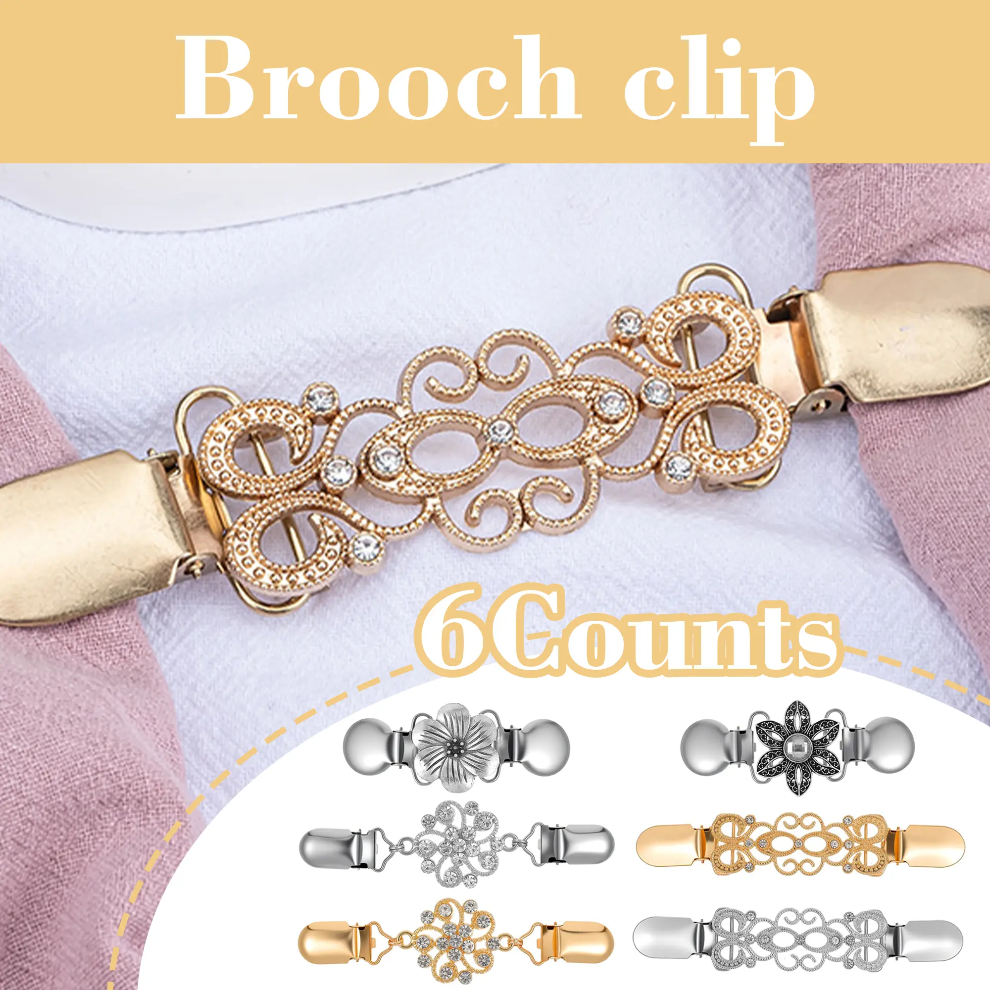 6 Counts Vintage Sweater Shawl Clasps, Metal Fasteners for Cardigans and Dresses