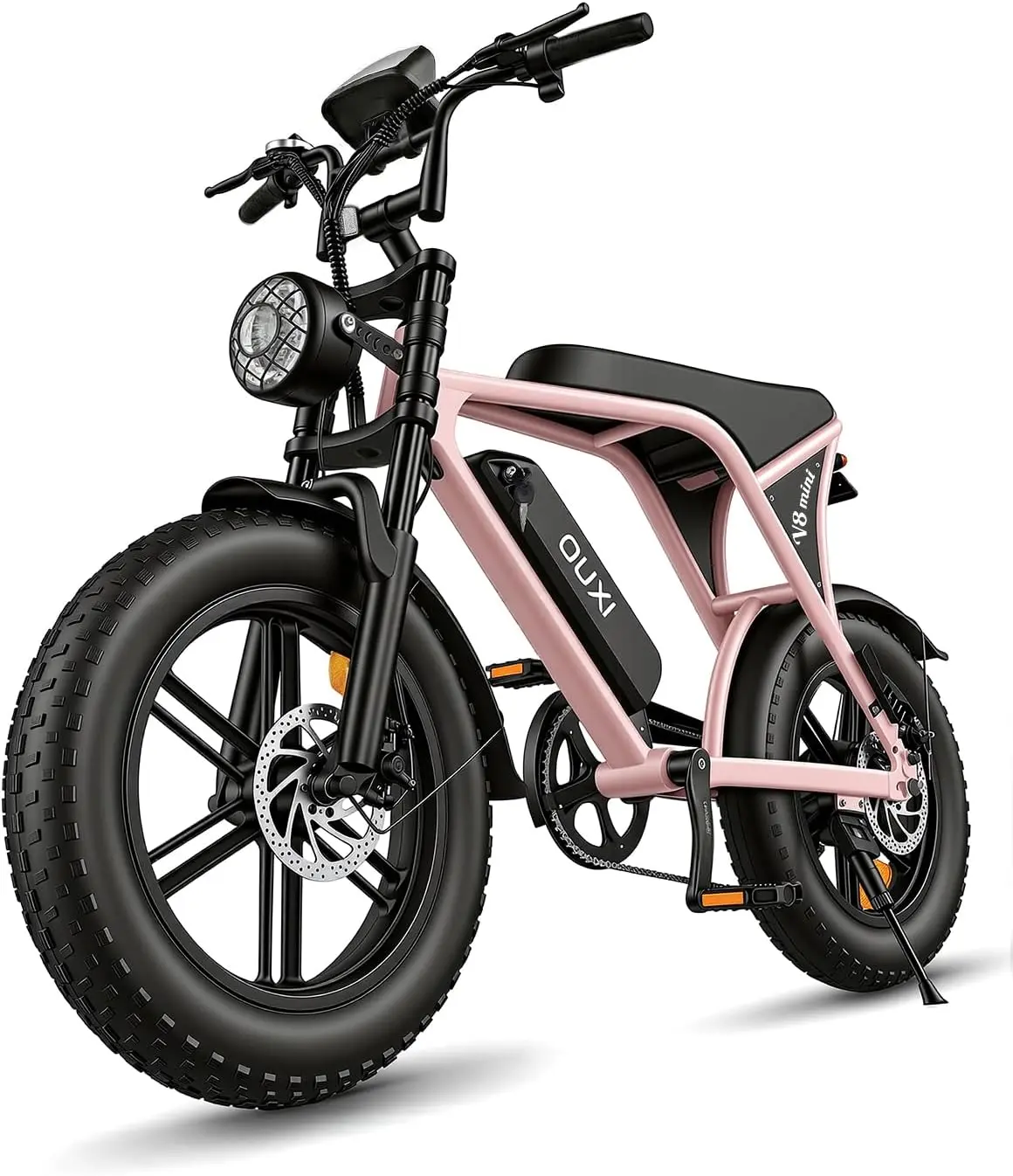 OUXI V8 Mini Series Adult Electric Bike - Peak Power Ebike with 1500W Peak Power, 10.4AH Removable Battery, 16" Fat Tires, 7-Speed Gear, UL 2849 Certification, Urban Mobility & Gravel/Mud Ready Use