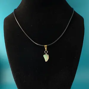 Ethiopian Fire Opal Pendant - Small Ethiopian Fire Opal Pendant with Complementary Leather Rope Necklace Chain