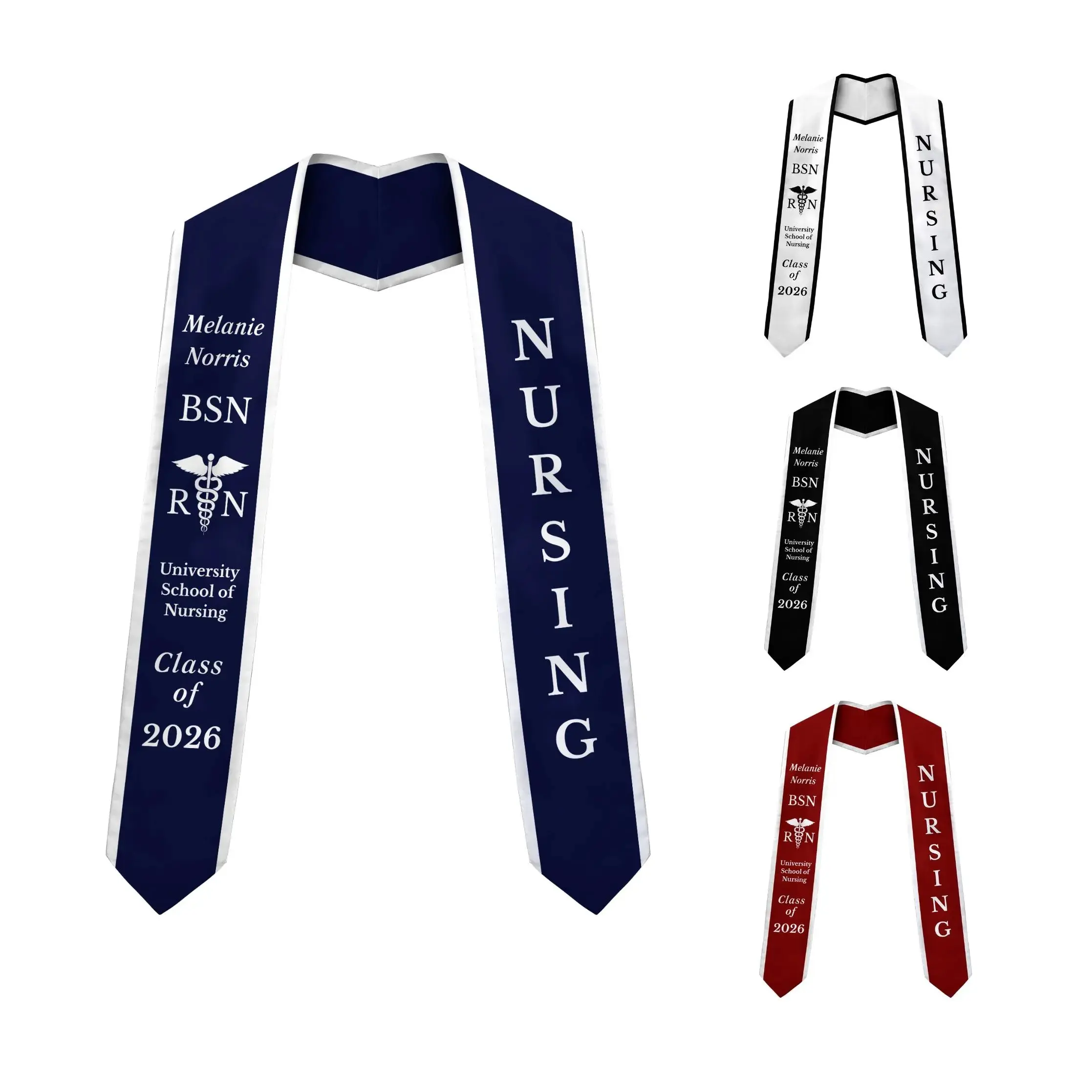 Custom RN Nursing Graduation Stole 2026 – BSN MSN Sash & Personalized Name Print & Registered Nurse Grad Gift