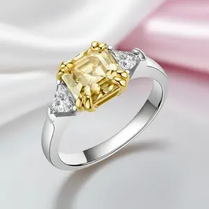 3 ct Asscher Cut Yellow Diamond Option Engagement Ring