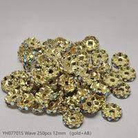 #77 Wave 12mm 250pcs Gold+AB YH077015