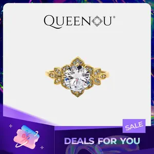 【436】"Springtime Symphony" Yellow Colour Plated 2 Carat Synthetic Moissanite Lotus Set Ring