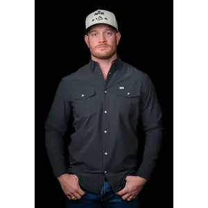 CORE - Men's Grey Long Sleeve Pearl Snap Shirt