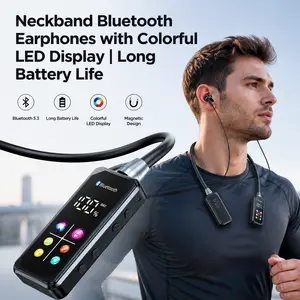 Bluetooth 5.4 Earphones Neckband Headphones Color Screen Wireless Headsets Noise Reduction Earbuds Earphone Monitor